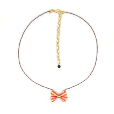 Colar Striata Rosa - colar em cerâmica farfalle e corrente de metal