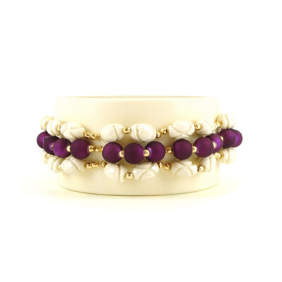 Pulseira Pinoli - Pulseira em resina com Bolinhas Roxas