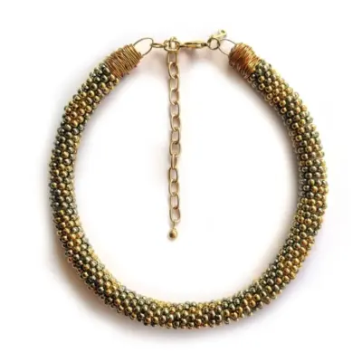 Alternative view of Colar Dualis – colar bolinhas metal prata e dourado