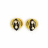 Brinco Dixe – brinco de metal dourado e bolinhas de vidro