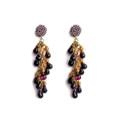 Brinco Fleur – miçangas, contas de vidro e metal dourado