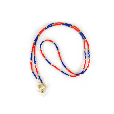 Cordinha Coral - fio em miçangas de vidro e metal dourado