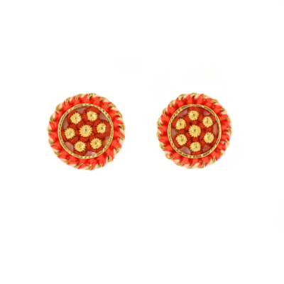 Brinco Belle Vermelho – metal dourado com bordado manual