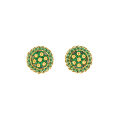 Brinco Belle Verde – metal dourado com bordado manual