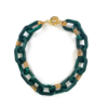 Colar Elodie Curto – resina malaquita e metal dourado