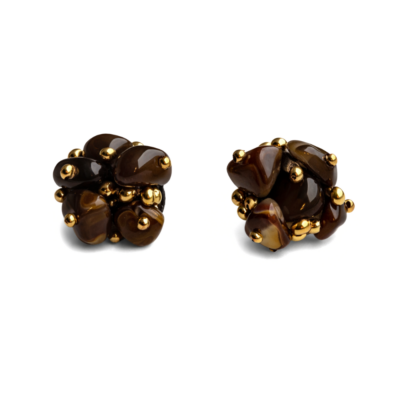 Brinco Petit Marrom – resina tartaruga e metal dourado