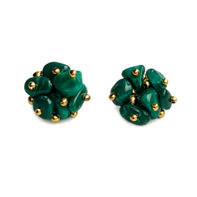 Brinco Petit Verde – resina malaquita e metal dourado