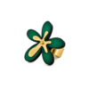 Anel Cravo - anel com acrílico verde e metal dourado em formato de flor
