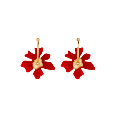 Brinco Carmim - brinco em acrílico vermelho e peça de metal dourado