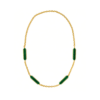 Colar Terciopelo Verde - corrente cadeado dourado, fitas de veludos verdes com bolinhas douradas nas pontas