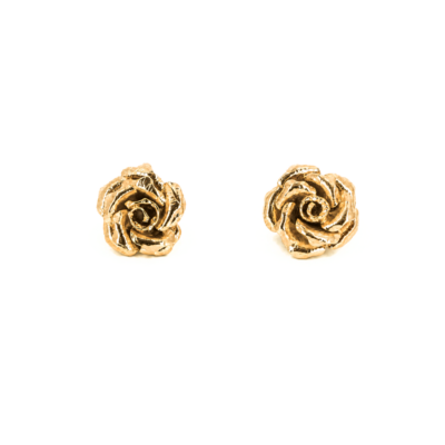 Brinco Carmen - brinco em formato de flor metalizado dourado