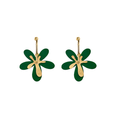 Brinco Cravo - brinco em acrílico verde e peça de metal dourado