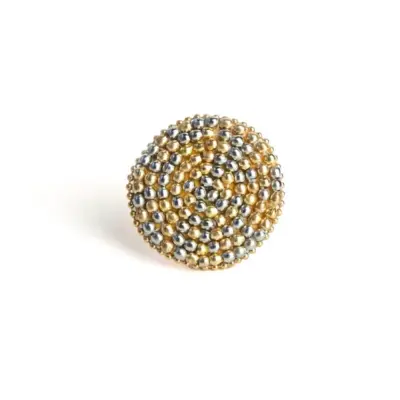 Alternative view of Anel Cochar – anel redondo com metal dourado e prata