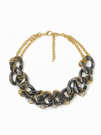 Colar Tendre – metal grafite e dourado