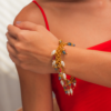 Pulseira Margaritas - Pulseira dupla de elo português dourado com mix de pedras
