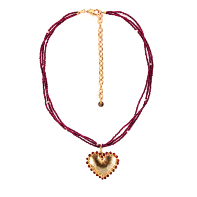 Alternative view of Colar Corazón - Conjunto de colares de miçangas tchecas com pingente de coração martelado à mão