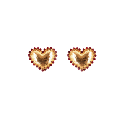 Alternative view of Brinco Corazón - Brinco em chapa de metal dourado, martelada à mão, em formato de coração
